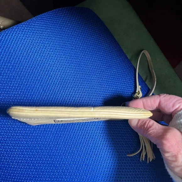 Coach Beige Leather Wristlet Clutch Zip Pouch Small Bag - Picture 6 of 12